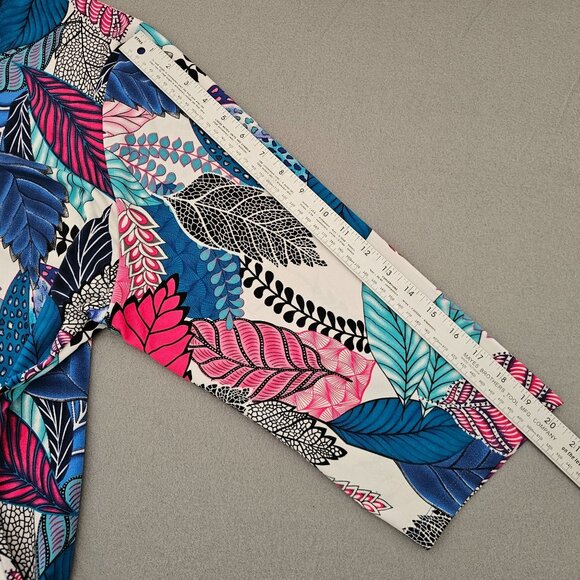 Creation Tunic Top Size 2X Asymmetrical 3/4 Sleeves Vibrant Colorful Leaf Design - Picture 10 of 10